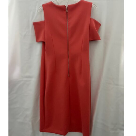 NWOT Calvin Klein Cold Shoulder Sheath Dress, Coral, Size 12 - Picture 5 of 7